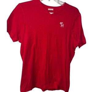 Abercrombie Fitch Muscle Shirt Mens XXL Red V-Neck T-Shirt Tee Y2K Casual *Read